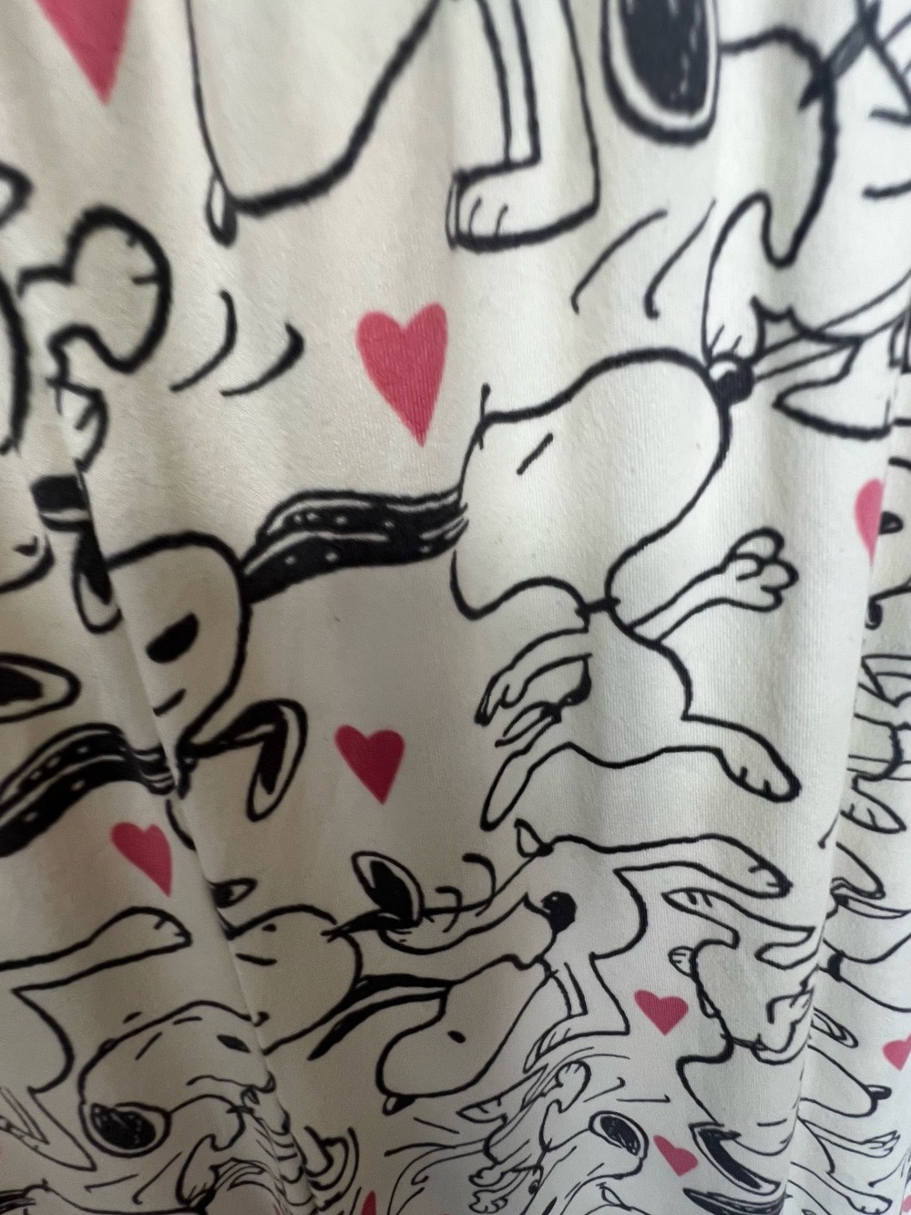 MUNKI MUNKI SNOOPY PEANUTS w/HEARTS CREAM 2PC P J SET. SIZE XL. LIKE NEW - Picture 7 of 15